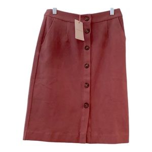 Corduroy rose colored pencil skirt with pockets!